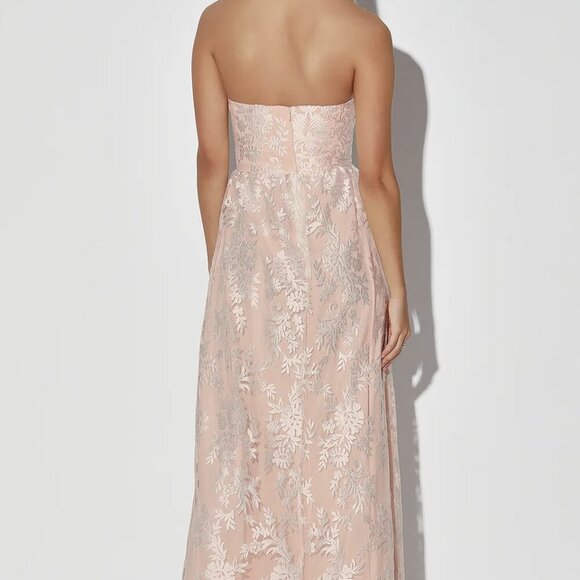NWT Lulus Love Will Find A Way Peach Lace Strapless Maxi Dress - Picture 4 of 8